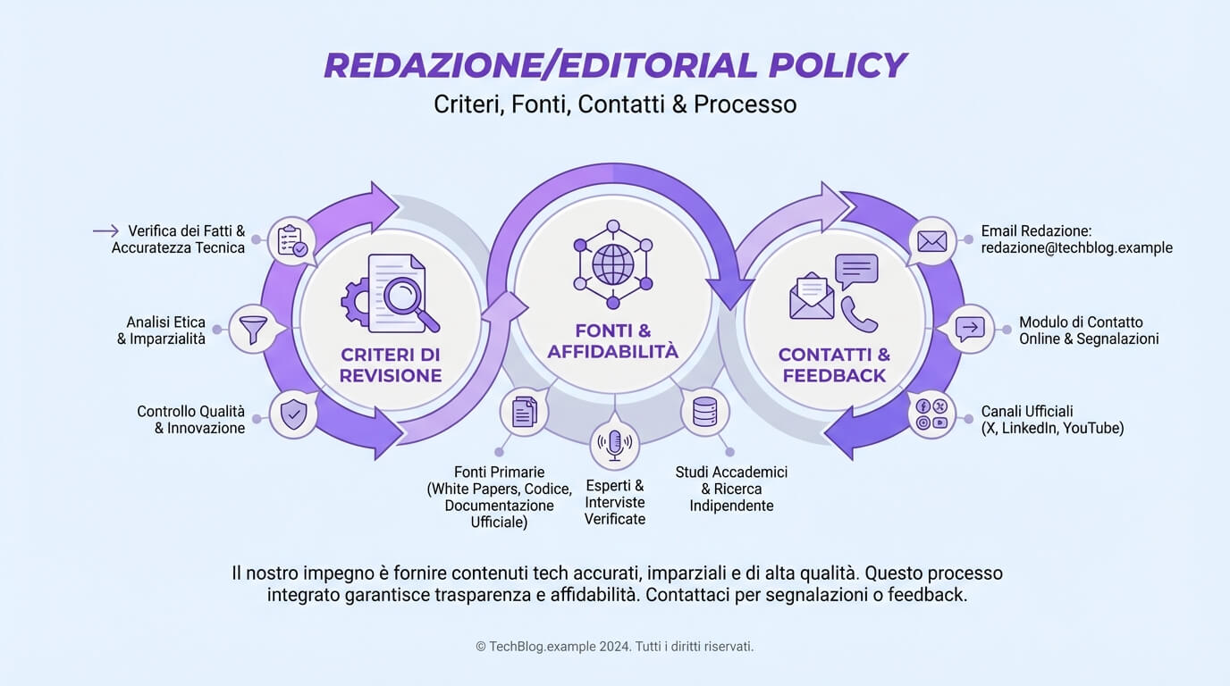 Esempio di editorial policy e responsabilità editoriale per aumentare fiducia e E‑E‑A‑T