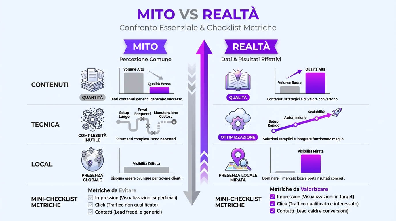 Miti sulla SEO nel 2026: mito vs realtà e metriche da monitorare