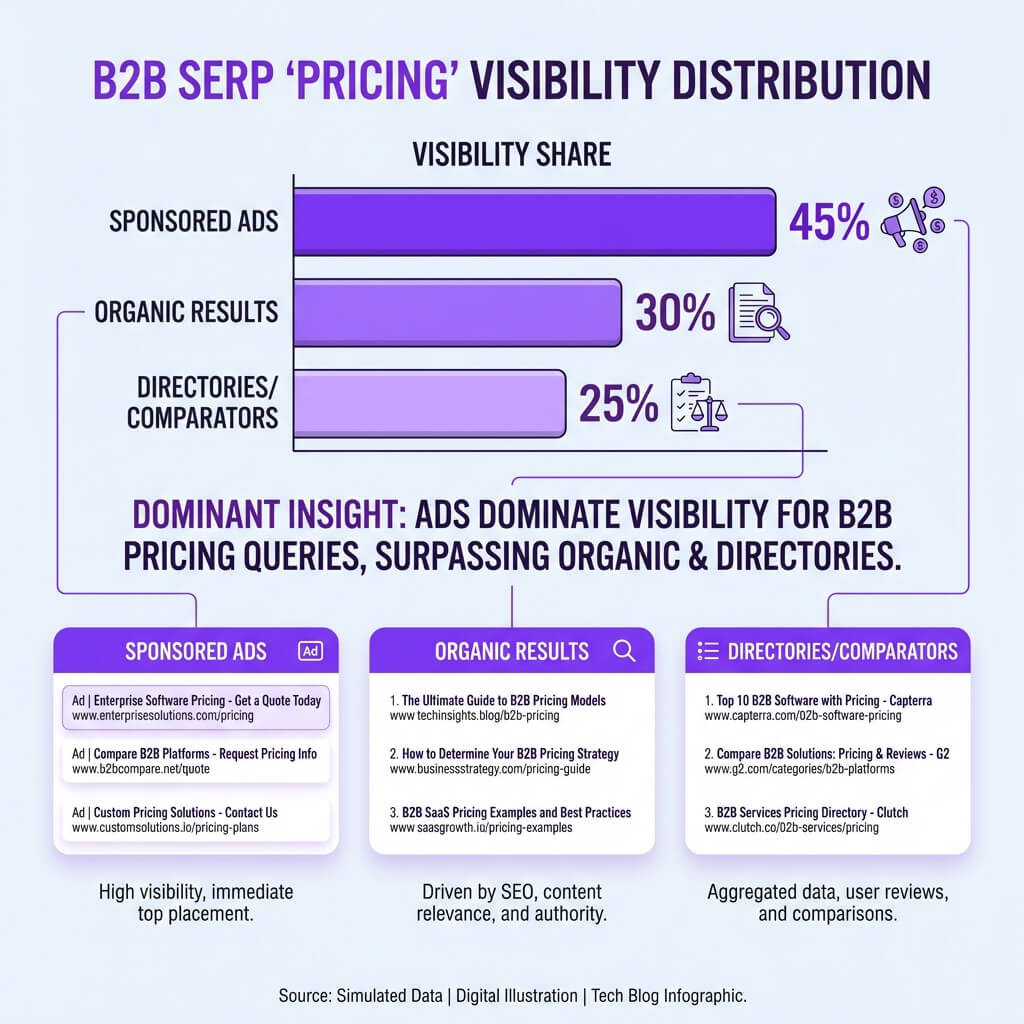 SERP B2B transazionale: annunci, pricing, directory e comparazioni