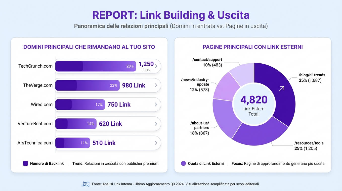Report Link in Search Console con domini di riferimento e pagine più linkate